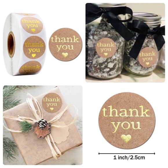 New 500 Piece Roll Self-Adhesive Thank You Stickers - Picture 2 of 5